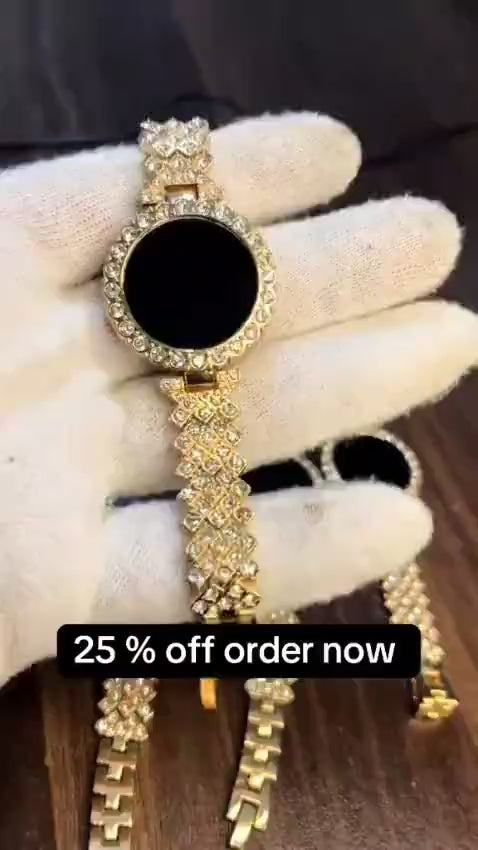 Sleek Women's Round Face Chain Strap Touch Digital Watch